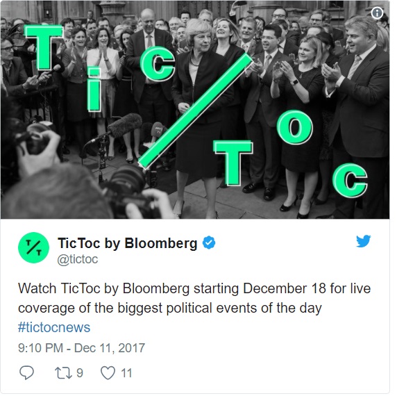 Bloomberg Media Launches TicToc 24 - hour News Network 